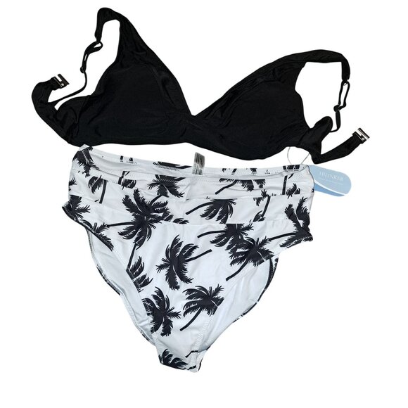 Hilinker Palm tree swim suit black white XL NWT - Picture 1 of 8